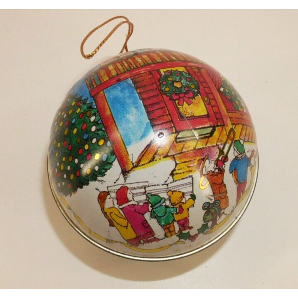 Carolers Tin Ornament Vintage 1985 The Tin Box Co. Ball Ornament
